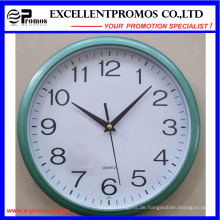 Blue Frame Logo Printing Runde Kunststoff Wanduhr (Item12)